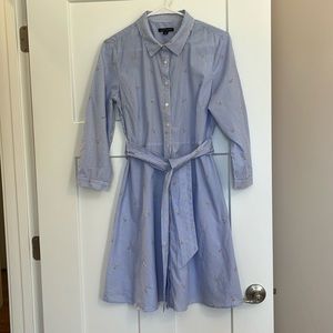 Tommy Hilfiger shirt dress, size 10, blue and white stripe.  Worn twice